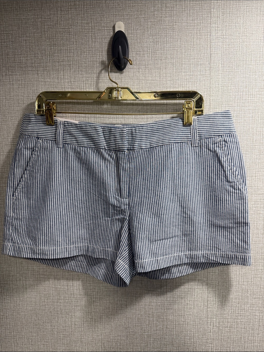 NWT Dalia Collection Brand Blue/White Striped Cotton Women’s 3.5” Shorts Size 12